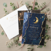 Hemels Blauw Huwelijk Midnight Stars Maan Kaart (Personaliseer deze collectie van deze onafhankelijke maker. Test)