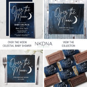 Over het Baby shower van de maan Echte Zilver Folie Uitnodiging
