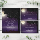Celestial Sterrennacht Tree String Lights Wedding RSVP Kaartje (Personaliseer de collectie van deze zelfstandige maker.)