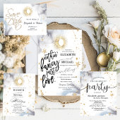 Hemelse zon, maan, sterren bruiloft kaart