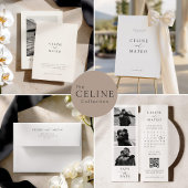 CELINE Minimalist Simple Wedding Invitation Kaart