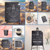 Chalkboard een beetje surfer Baby shower Informatiekaartje