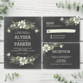 Chalkboard Blooms Bruiloft Receptie Kaarten (Personaliseer de collectie van deze zelfstandige maker.)