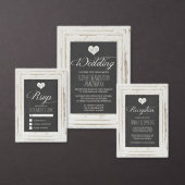 White Rustic Lijst Chalk Wedding Invitation Kaart (Personaliseer de collectie van deze zelfstandige maker.)