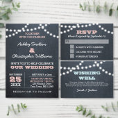 Chalkboard Lights Roze Bruiloft Save the Date Aankondigingskaart (Personaliseer de collectie van deze zelfstandige maker.)