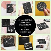 krijtbord met strijklichten zwart wit bruiloft kaart