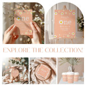 Kamillebloem Wildflower Coral eerste verjaardag Kaart