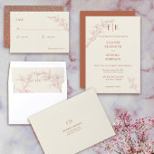 Timless Flower Monogram Weddenschap All In One Uitnodiging