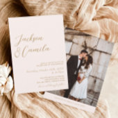 Elegant Goud en Wit Huwelijk RSVP Qr Code Informatiekaartje