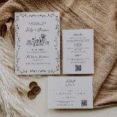 Alles in één hand getrokken wijnstokken QR-code br Kaart