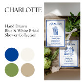 Fresh Off The Market Blue Hand Drawn Bridal Shower Bedankzakje