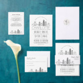 Charlotte Wedding | Gestileerde skyline De datum o Briefkaart (Personaliseer de collectie van deze zelfstandige maker.)