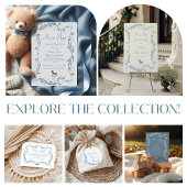 Dusty Blue Rocking Horse Baby shower Bedankt Ronde Sticker