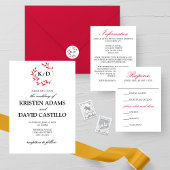 Charmante Herfst Leaf Monogram bruiloft Kaart