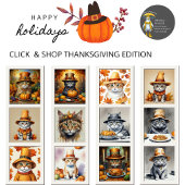 Charmante feestelijke Thanksgiving Cat in Disguise Poster