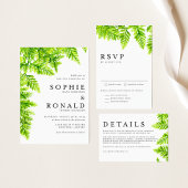 Waterverf Chartreuse Green Fern verlaat bruiloft Kaart