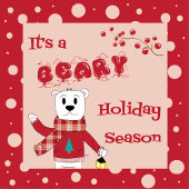 Cartoon Polar Beer Peking in Santa's tas Kleine Kerstsok