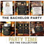 Cheers & Beers Black & Gold Bachelor Party Kaart