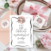 Ribbon Bow Doodle Engagement Party Kaart