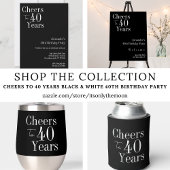 40 jaar Black White 40th Birthday Party Kaart