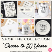Whimsical Hand Drawn Cheers to 50 Years Birthday  Servet