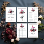 Boho Bourgondië en marine wijn proeverij bruids bi Kaart