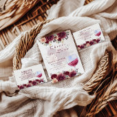 Cheers to Love Burgundy Floral Bridal Shower Bedankkaart