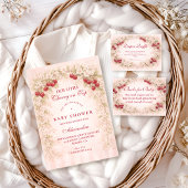 Cherry Bloom Floral Baby Shower  Kaart