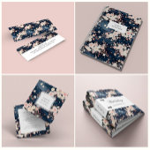 Sakura Floral Navy Waves Satijnen Lint