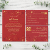 Rode Gouden Kersenbloesem Bruiloft Details Informatiekaartje (Personaliseer de collectie van deze zelfstandige maker.)