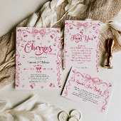 Cherry Bow Baby shower Luier Raffle Informatiekaartje