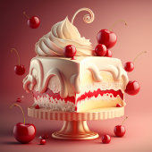 Cherry Cream Cake Verjaardag Kaart