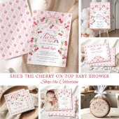 Cherry Pink Bow Baby shower Luier Raffle Informatiekaartje