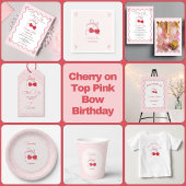 Cherry op Top Roze Bow 1e verjaardag Kaart