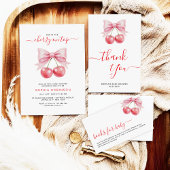 Cherry Baby Shower Black Script calligraphy Bedankkaart