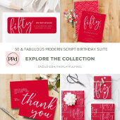 50 and Fabulous Modern Script Red Birthday Kaart