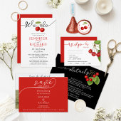 Moderne Elegante Zwart Rode Chery QR Code Kalligra Kaart