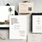 Ivoor | Chic bruiloft foto Sla de datum Briefkaart