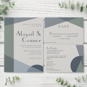 Chic Abstract Geometric Sage Navy Dusty Blue Kaart (Personaliseer de collectie van deze zelfstandige maker.)