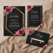 Chique rood zwart bloemenbruiloft welkom spandoek (Personaliseer de collectie van deze zelfstandige maker.)