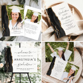 Foto Black Agate Gold Script Afstuderen Bedankkaart