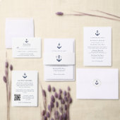 Blauw Anker Klassieke Nautische MONOGRAM Bruiloft Acryl Uitnodigingen (Personaliseer de collectie van deze zelfstandige maker.)