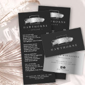 Chic Brush Stroke Faux Zilver Elegant Zwart Visitekaartje