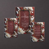 Chique Bourgondische bloemen met gouden Lijst Deta Informatiekaartje (Personaliseer de collectie van deze zelfstandige maker.)