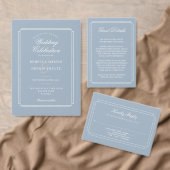 Klassieke Art Deco Stofblauwe Bruiloft Kaart (Personaliseer de collectie van deze zelfstandige maker.)