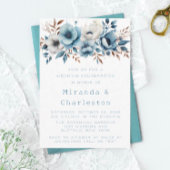 Elegante luchtige stoffige blauwe bloemenbruiloft bedankdoosjes