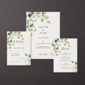 Chique Eucalyptus Bladeren Met Gouden Accenten Tro RSVP Kaartje (Personaliseer de collectie van deze zelfstandige maker.)
