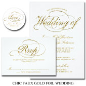 Chic Faux Gold Foil Script Weddenschap Kaart