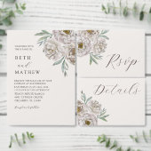 Rustic Brown & Off White Floral Wedding Kaart (Personaliseer de collectie van deze zelfstandige maker.)