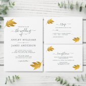 Chic Script Gold Leaf Wedding Website Informatiekaartje (Personaliseer de collectie van deze zelfstandige maker.)